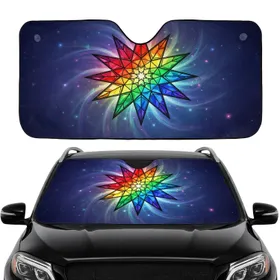 Stained Glass Rainbow Star Indigo Violet Prismatic Aurora - Car Interior Upgrade Car Sunshade