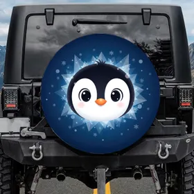Penguin Arctic Ice Crystal Snowflake - Winter Wildlife Lover Gift Spare Tire Cover