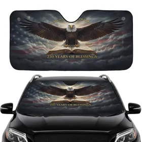 Bald Eagle American Flag 1776-2026 250th Anniversary Car Interior Upgrade for Veterans Car Sunshade