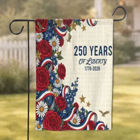 Patriotic Floral Eagle 250 Years Liberty 1776-2026 - USA 250th Anniversary Garden Flag