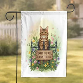 Tabby Cat Wrought Iron Fence Sign Garden Flowers - Cat Lover Home Decor Gift Garden Flag