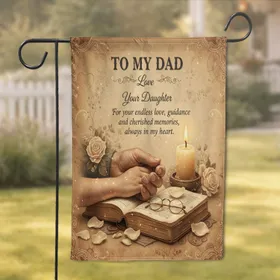 Father Daughter Hands Book Rose Candle Vintage Parchment - Dad Appreciation Gift Garden Flag