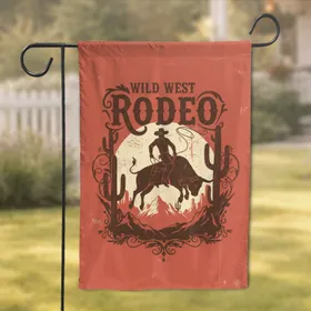 Cowboy Bucking Bull Wild West Rodeo Desert - Western Home Decor Gift Garden Flag