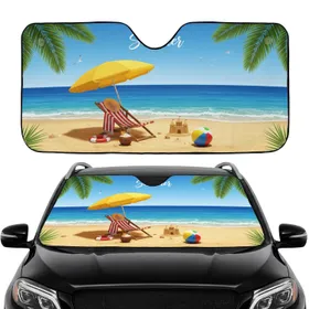 HELLO Summer Beach Umbrella Lounge Chair Sandy Beach - Road Trip Commute Accessory Car Sunshade