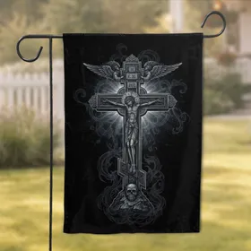 Orthodox Three-Bar Cross Christ Crucified Angels - Spiritual Home Decor Gift Garden Flag