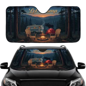 Let's Camp Adirondack Chairs Campfire Moose RV Tent Road Trip Gift Car Sunshade