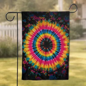Dynamic Psychedelic Tie-Dye Spiral Burst Paint Splatter - Boho Lifestyle Decor Gift Garden Flag