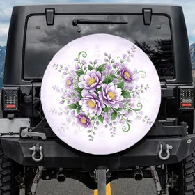 Purple Lavender Flowers Botanical Foliage - Garden Lover Home Decor Gift Spare Tire Cover