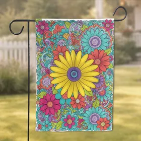 Daisy Floral Psychedelic Boho Home Decor Gift Garden Flag