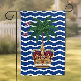 Golden Crown Palm Tree Union Jack Waves - British Heritage Home Decor Gift Garden Flag