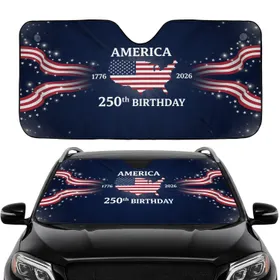 AMERICA US Map 250th Birthday 1776-2026 - Road Trip Commute Accessory for Veterans Car Sunshade