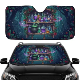 Witch Potion Shelf Enchanted Forest Botanical Vines - Car Interior Upgrade Car Sunshade