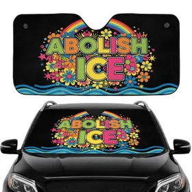 Abolish Ice Rainbow Flowers Stars Dots Car Interior Upgrade Car Sunshade