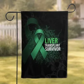 Liver Transplant Survivor Awareness Ribbon - Health Support Gift for Transplant Patients Garden Flag