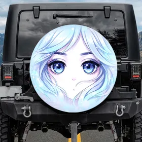 Blue Anime Eyes Stardust Aura - Vehicle Decor Gift Spare Tire Cover
