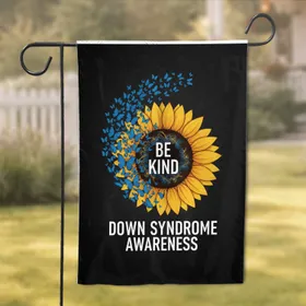 Down Syndrome Awareness Sunflower Butterflies - Advocacy Support Gift Garden Flag