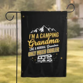 Camping Grandma RV Mountain Peaks Outdoor Adventure Gift for Grandmother Garden Flag