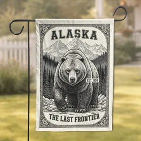 Alaska Grizzly Bear Est. 1959 The Last Frontier - Wildlife Home Decor Gift Garden Flag