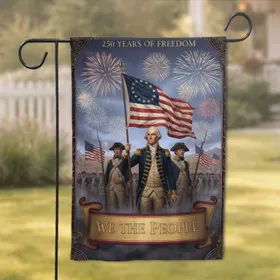 George Washington Betsy Ross We The People Continental Army - USA 250 Years Freedom Garden Flag