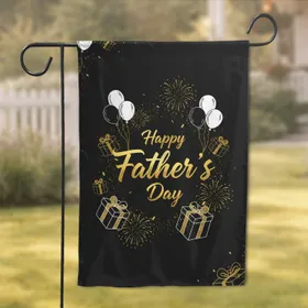Happy Father's Day Balloons Gift Boxes Fireworks - Father's Day Gift for Dad Garden Flag