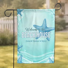 Welcome to the Beach House Starfish - Coastal Home Decor Gift Garden Flag
