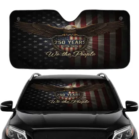 Bald Eagle American Flag 1776-2026 - 250th Anniversary Road Trip Gift for Veterans Car Sunshade
