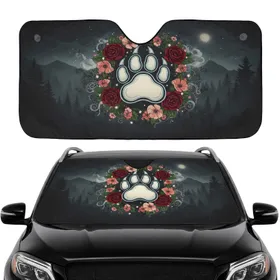 Bear Paw Rose Floral Wreath Gothic Damask Forest Night - Car Interior Upgrade Car Sunshade