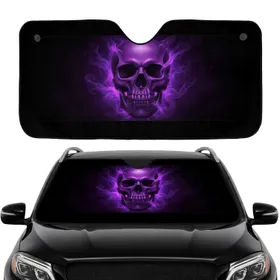 Deep Purple Bone Skull & Ethereal Smoke - Road Trip Car Interior Upgrade Car Sunshade