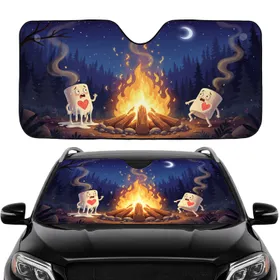 Melting Marshmallows Campfire Night Sky - Road Trip Gift Car Sunshade