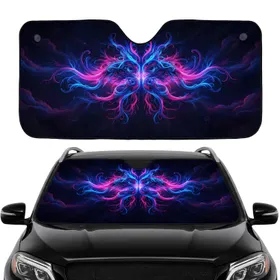 Intertwined Bioluminescent Tendrils Abyssal Cosmic Void - Car Interior Enhancement Commute Use Car Sunshade