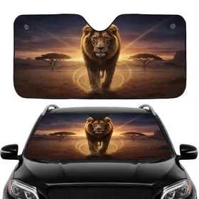 African Lion Golden Mane Savanna Twilight Car Interior Upgrade Wildlife Lover Gift Car Sunshade