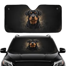 Rottweiler Puppy Dog With Observant Eyes - Travel Essentials for Pet Owners Car Sunshade