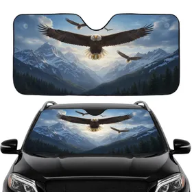 Majestic Bald Eagles Mountain Flight - Wildlife Lover Car Interior Upgrade Car Sunshade
