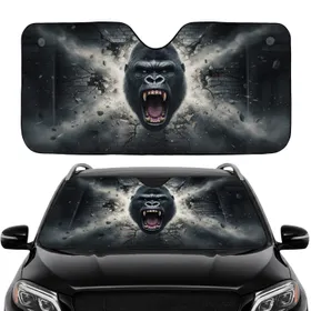 Roaring Gorilla Cracking Brick Wall - Gritty Car Interior Upgrade Car Sunshade