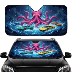 Pink Octopus Dynamic Cars Abyssal Ocean Surge - Car Interior Upgrade Car Sunshade