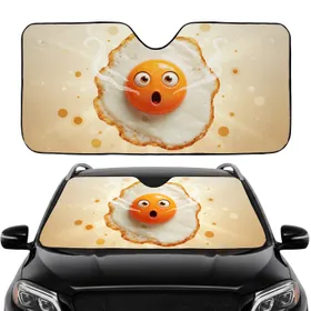 Surprised Fried Egg Breakfast Scene - Car Interior Upgrade Car Sunshade