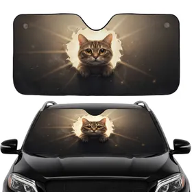 Tabby Cat Emerging Torn Opening Car Interior Upgrade Cat Lover Gift Car Sunshade
