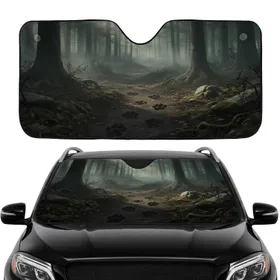 Paw Prints Wilderness Forest Path Ancient Trees Travel Essentials Car Sunshade