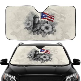 Stone Garita Puerto Rican Flag Coqui Frog - Road Trip Essential Car Sunshade