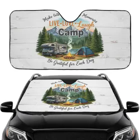 Live Love Laugh Campfire RV Tent Mountains - Road Trip Gift Car Sunshade