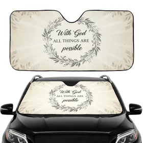 With God All Things Possible Wreath - Car Interior Upgrade Commute Accessory Car Sunshade