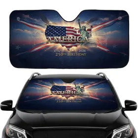 USA Map Statue Liberty Capitol 250th Anniversary Road Trip Gift for Veterans Car Sunshade