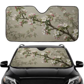 Gnarled Apple Blossoms Tree Branch Floral Scene - Commute Accessory Travel Essentials Car Sunshade