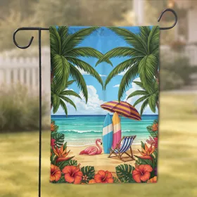 Tropical Surfboards Flamingo Beach Chairs - Home Decor Gift for Beach Lovers Garden Flag