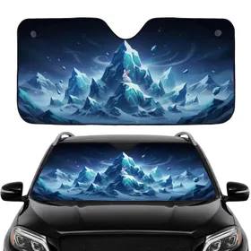 Jagged Ice Mountains White Rabbit Arctic Night Sky Car Interior Upgrade Car Sunshade