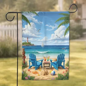 Adirondack Chairs Beach Ocean Lighthouse Dolphin - Coastal Home Decor Gift Garden Flag