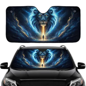 Lion Head Human Silhouette Cosmic Energy - Car Interior Upgrade Car Sunshade