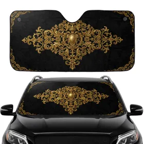 Golden Baroque Medallion Acanthus Scrolls - Car Interior Upgrade Car Sunshade