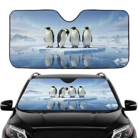 Emperor Penguins Arctic Ice Scene - Road Trip Gift for Penguin Lover Car Sunshade