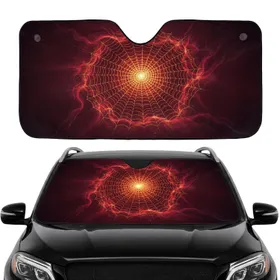 Luminous Molten Golden-Red Radiating Spiderweb - Car Interior Upgrade Accessory Car Sunshade
